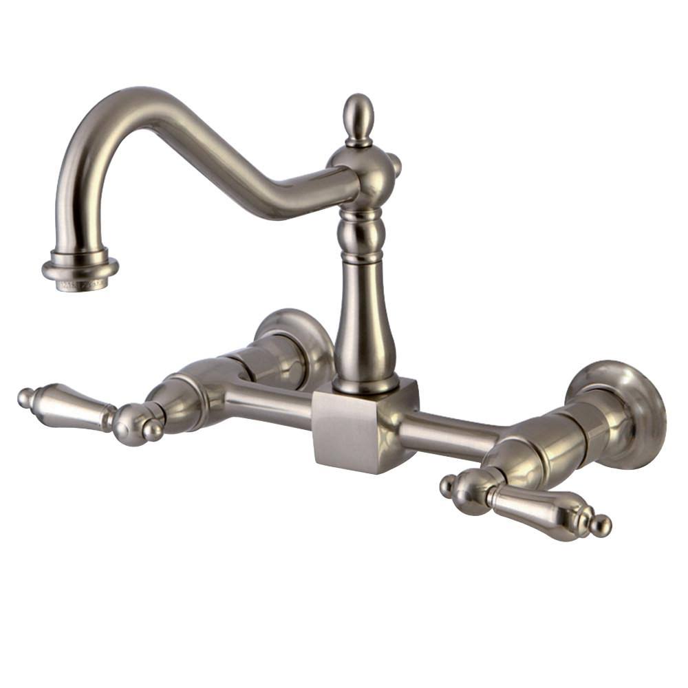 Kingston Brass KS1242AL Heritage 8 in. Wall Mount Kitchen Faucet, Polished Brass