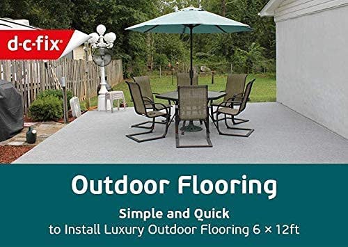 d-c-fix Outdoor Flooring Roll - Grey Oak Wood - 6' x 12', 72 sq.ft - Waterproof & All-Weather Floor Covering - Ideal as Carpet or Tile Replacement for Boat Decking, Balcony, Backyard Patio & Porch