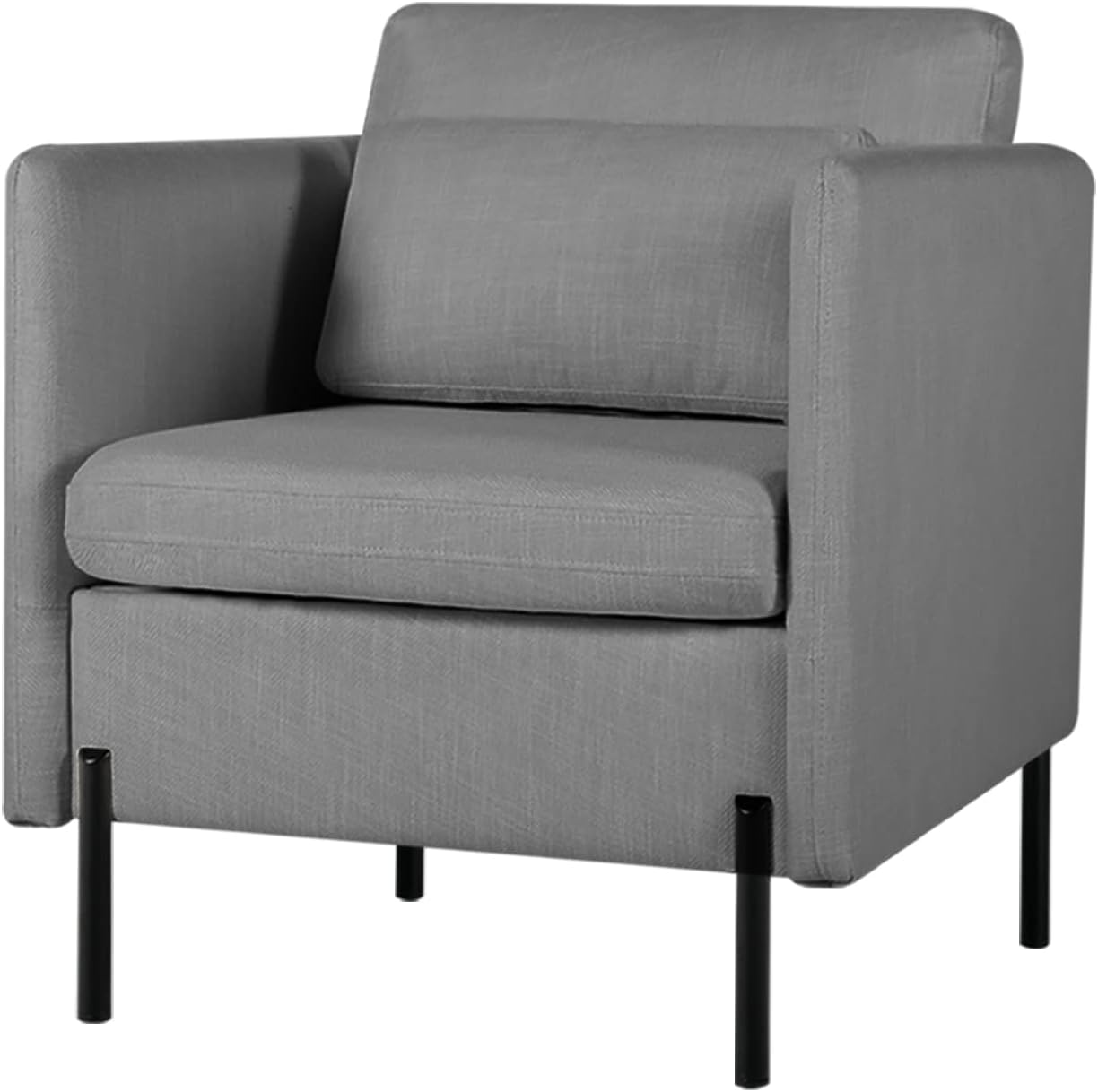3 PCS Living Room Sofa Set, Modern Upholstered Armchair Loveseat Couches w/Rectangle Pillows, Including 3-Seater Sofa, Loveseat and Sofa Chair, Sectional Sofa Set for Office, Bedroom, Apartment Grey
