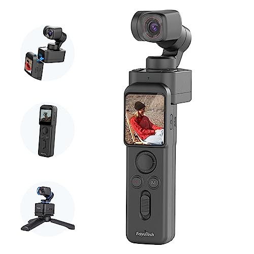 Feiyu Pocket 3 Kit: Remote Handle&Camera – Camera with 3-Axis Gimbal, Cordless Detachable Designed, Magnetic Mount, for Travel, Car Vlog, Pet & YouTube Videos, FeiyuVCAM3S