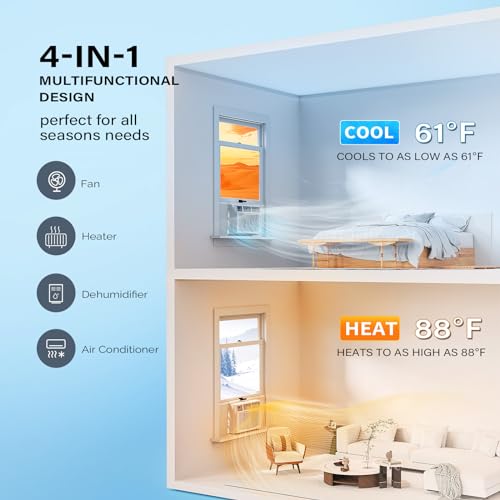 ROVSUN Window Air Conditioner with Heat, Window AC Unit & Heater Combo with APP & Voice Smart Control & Timer Function