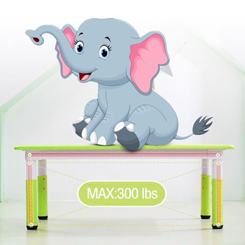 Kids Table and Chairs Set, Height Adjustable Desk with 6 Seats for Ages 2-10,Arts & Crafts Table,Graffiti Desktop, Non-Slip Legs, Max 300lbs, Children Multi-Activity Table for Classrooms,Daycares,Home