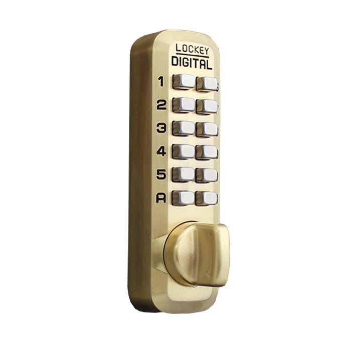 Lockey USA M210-EZ SB Satin Brass Mechanical Keyless Digital Combination Deadbolt Lock