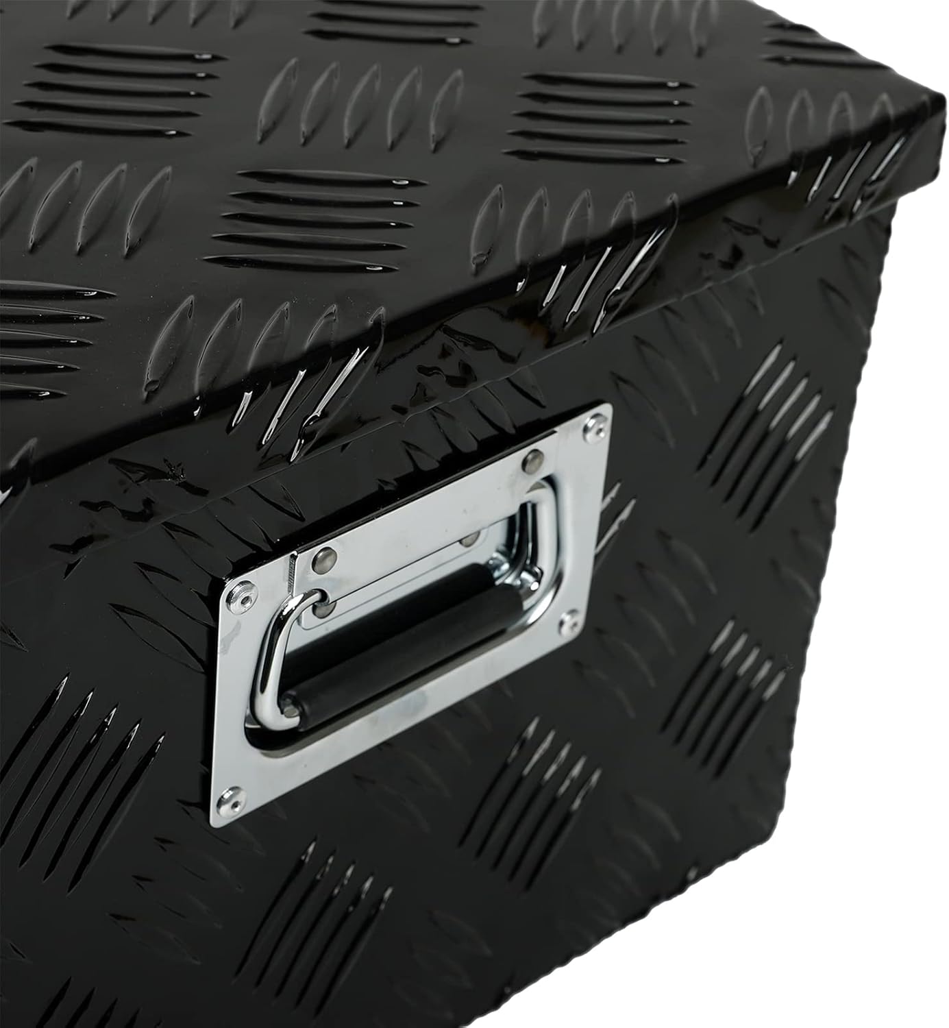 18X17X17.75 Black Aluminum 5 Bar Tread Tool Box Truck Car Outdoor Trailer Pickup Underbody Toolbox,RV Storage Organizer，Underbed Tools Organizer W/Lock Latch w/Keys