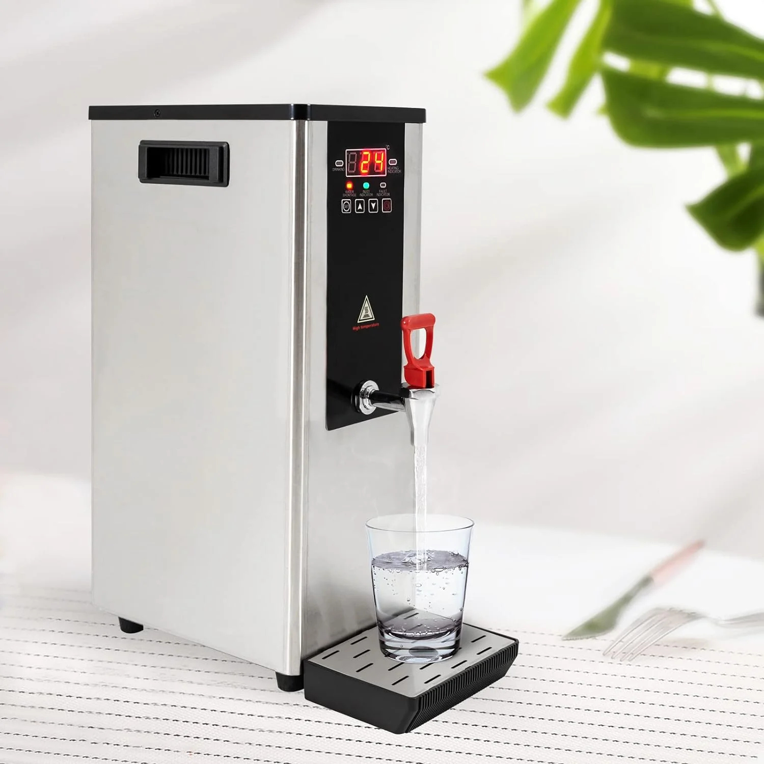 Commercial Hot Water Dispenser, 2.4KW Electric Water Boiler Dispenser 10L Full-Automatic Boiling Water Machine with LCD Display for Tea Coffee Shop - EWD-10A2