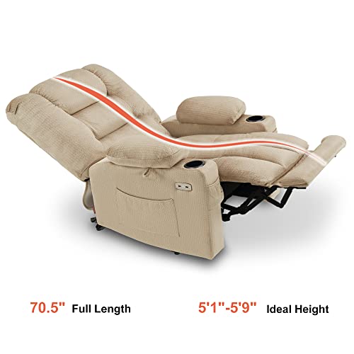 MCombo Large Electric Power Recliner Chair with Heat and Massage, USB Ports, Cup Holders, Electric Reclining Chair for Living Room PR670 (Dark Brown Large 25.5" Seat Width)