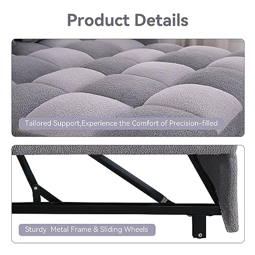 Loveseat Sleeper, Pull Out Sleeper Sofa with Adjustable Backrest and Pillows, Teddy Fabric Couch Bed for Living Room, Apartment and Small Space (Brown)