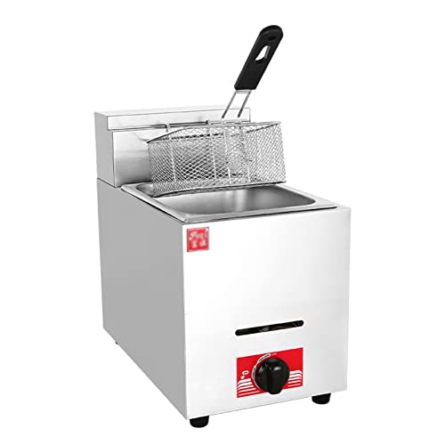 Commercial Restaurant Professional Gas Fryer, Stainless Steel Tabletop Single-cylinder/double-cylinder Propane Deep Fryer, Outdoor Stove Cooking Table with Frying Basket, Fried Chicken and Fish