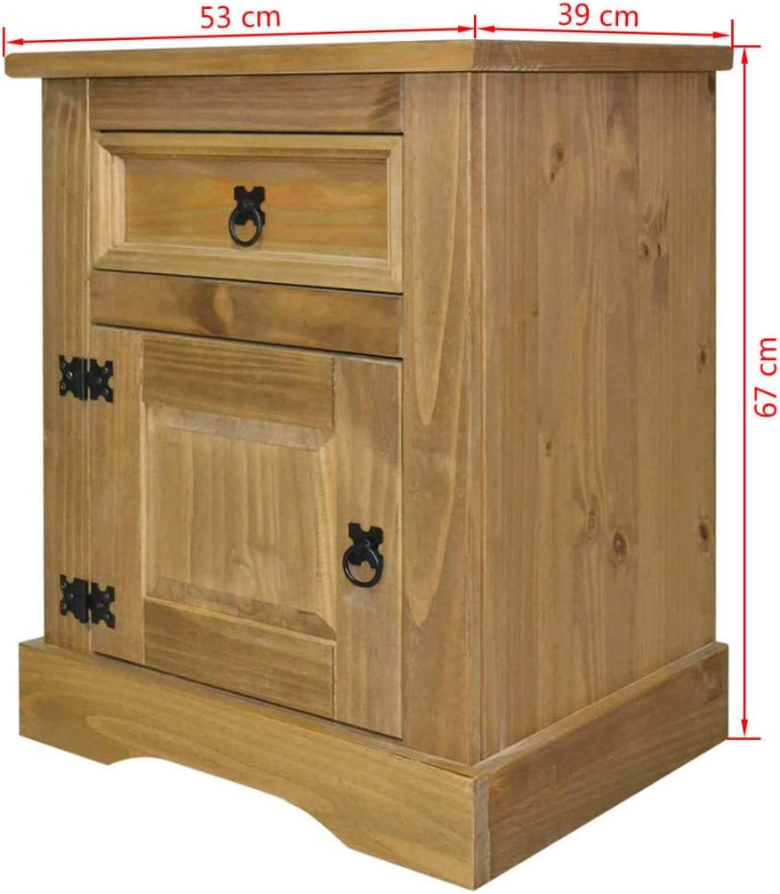 Bedside Cabinet Mexican Pine Corona Range 20.9"x15.4"x26.4",Nightstands-30.25lbs