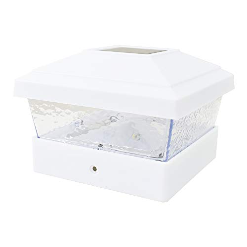 18 Pack White Outdoor Garden 5 x 5 Solar LED Post Deck Cap Square Fence Light Hammered Lens Landscape Lamp PVC Vinyl