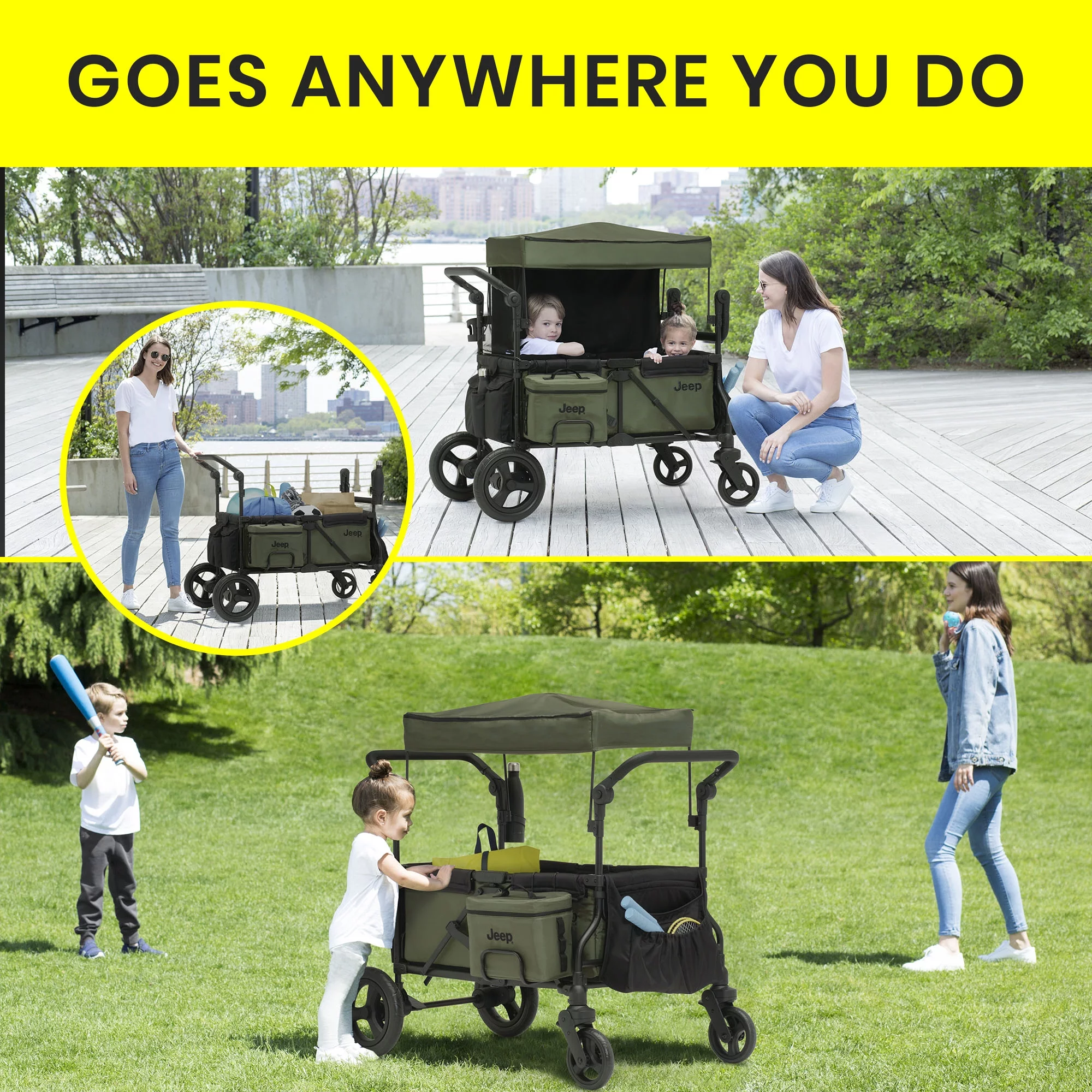 Jeep Deluxe Wrangler Wagon Stroller with Cooler Bag and Parent Organizer by Delta Children Unisex