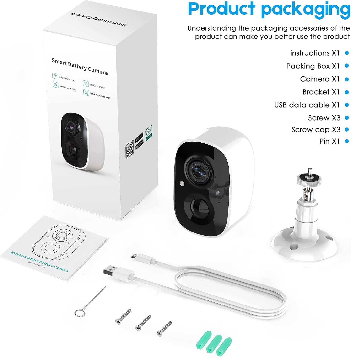 HAWKRAY Wireless Outdoor Security Camera with Spotlight, 1080P Battery Powered WiFi Surveillance Cameras for Home Security System, Night Vision, Motion Detection, 2-Way-Talk, IP65 Weatherproof