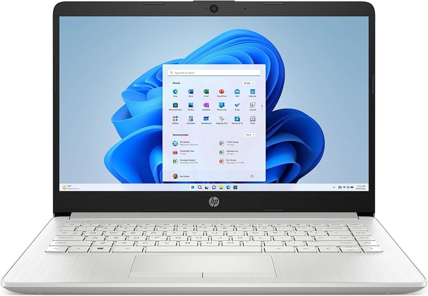 HP Stream 14-inch HD Display Laptop, Intel Celeron N4020, 4GB RAM, 64 GB Storage, Windows 11 Home, Thin & Portable, 4K Graphics, One Year of Microsoft 365, Silver