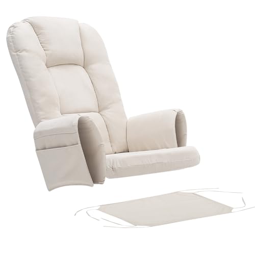 5PCS Glider Rocker Replacement Cushions Thicken Soft Suede Rocking Chair Cushion Set with Ottoman Cover for Indoor Nursery Glider Rocking Chair, Blue