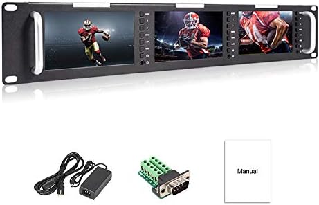 Triple 5" 2RU 800×480 Broadcast LCD Rack Mount Monitor with 3G-SDI, HDMI, AV Input and Output T51