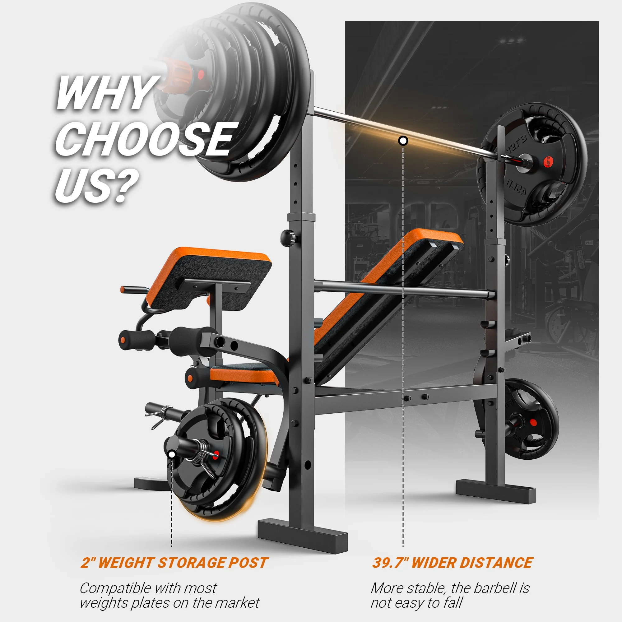 GIKPAL 660lb 6-in-1 Adjustable Weight Bench with Multi-Purpose Workout Bench Set With Barbel Rack and Leg Developer for Full Body Function Strength Training