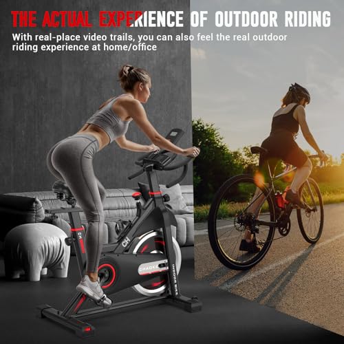 Exercise Bike, CHAOKE Stationary Bikes for Home with 330lbs Weight Capacity, Indoor Cycling Bike with Comfortable Seat Cushion, Silent Belt Drive, LCD Monitor for Home Gym Cardio Workout Training