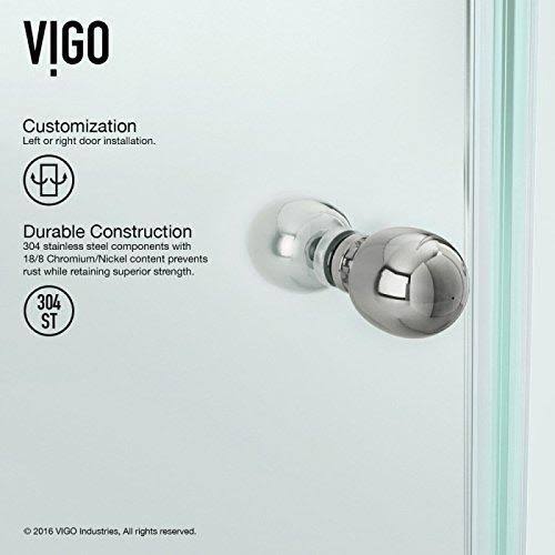 Vigo Frameless Neo-Angle 3/8-Inch Clear Shower Enclosure Brushed