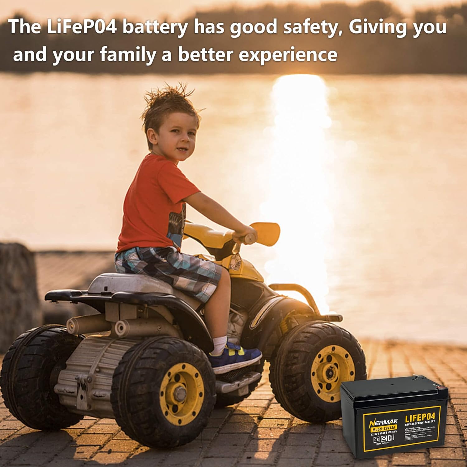 Nermak 2 Pack 12V 12Ah LiFePO4 Deep Cycle Battery, 2000+ Cycles Lithium Iron Phosphate Rechargeable Battery for Solar Power, Lighting, Power Wheels, Fish Finder, Scooters and More, Built-in 12A BMS