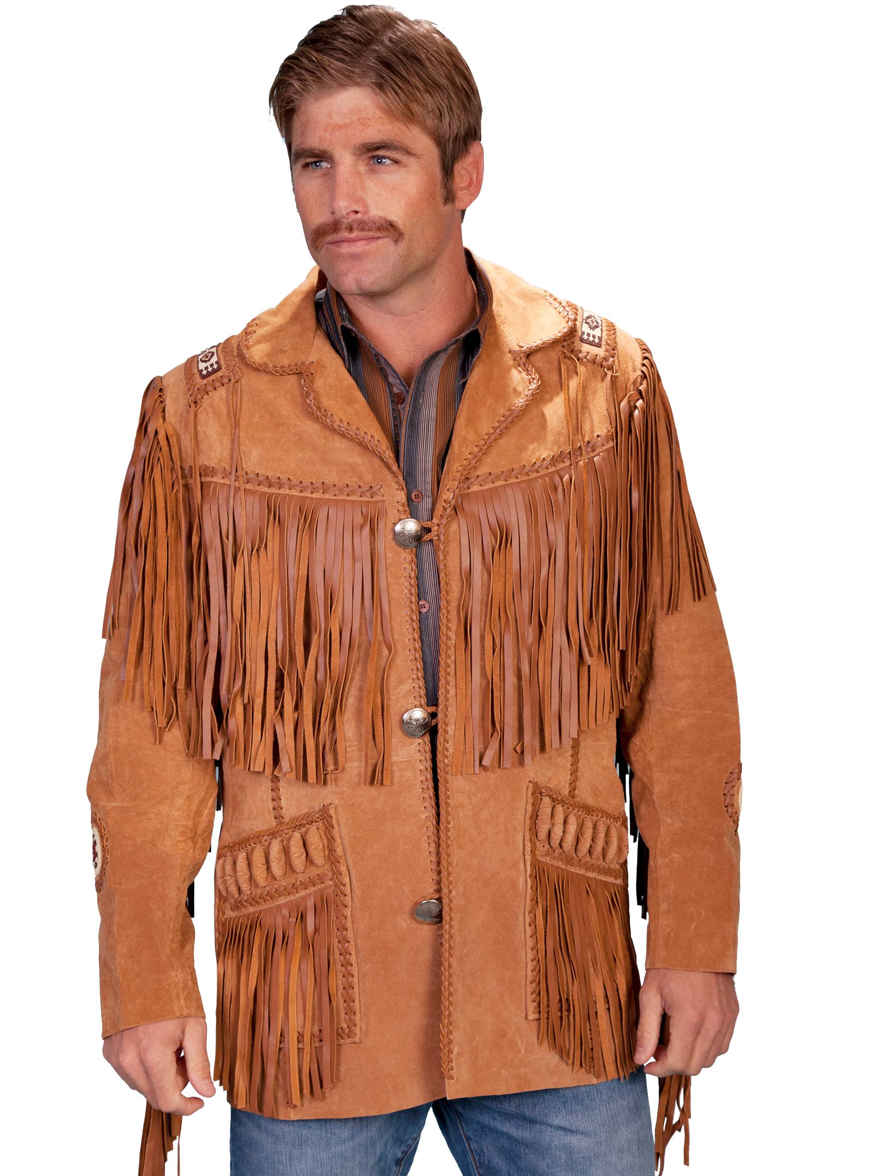 Scully Men&s Western Leather Fringe Coat