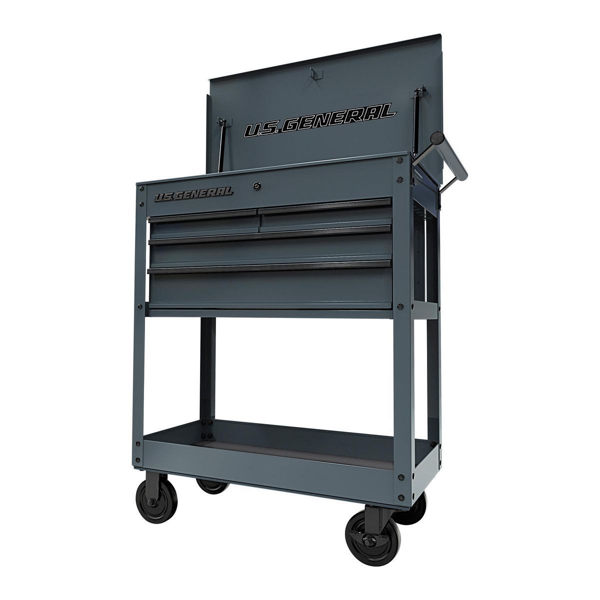 U.S. GENERAL 30 in., 4-Drawer Tech Cart, Red