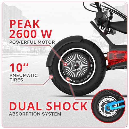 INOKIM OXO Super Electric Scooter for Adults 40 MPH, 2x1000W (2600W Max) Motor, 68 Miles Range, 10" 6 Light System Air Filled Tires, Front & Rear LED Light, Foldable, Adjustable Suspension