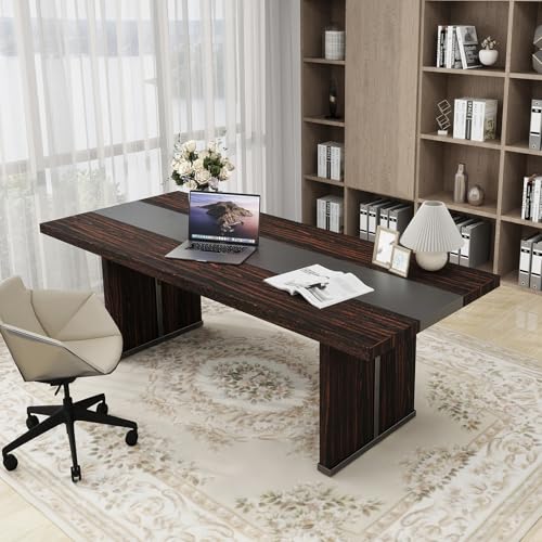 STHOUYN 71" Farmhouse Dining Kichen Table for 6 8, Rectangle Large Wood Dining Room Table, Rustic Long Dinner Table, Conference Table (Brown)