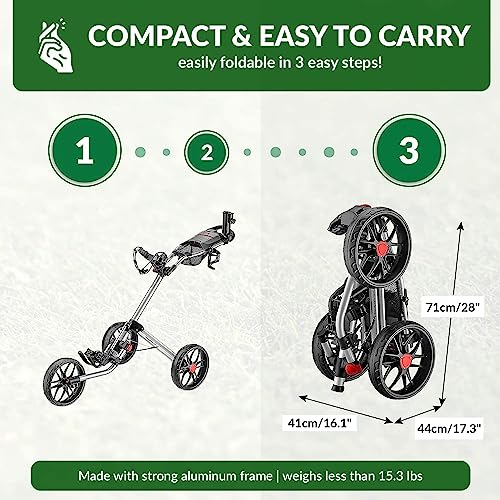 CaddyTek Caddylite 15.3 V2 - Deluxe Quad-Fold Golf Push Cart