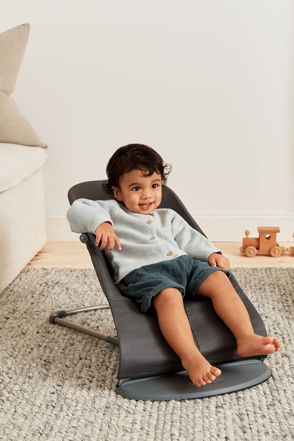 BabyBjörn Bouncer Bliss, Cotton, Petal Quilt, Anthracite