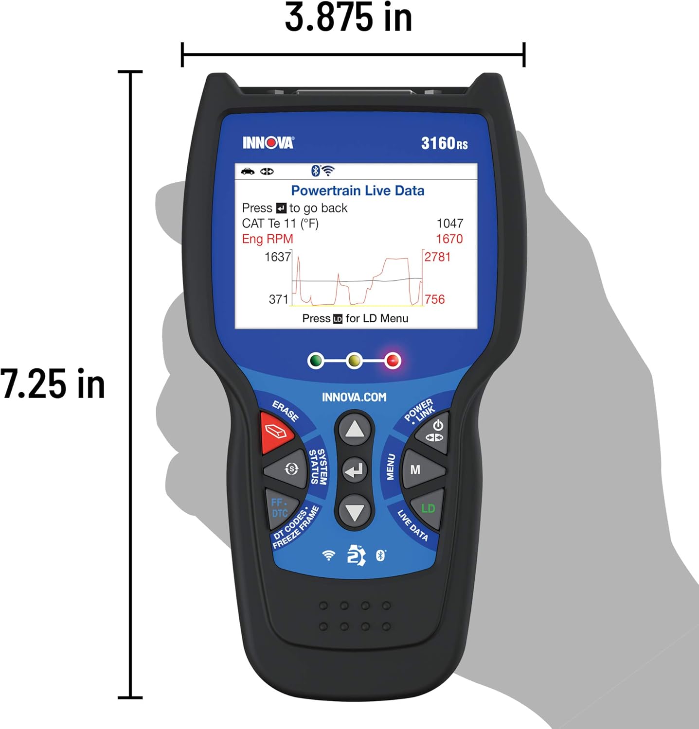 Innova 3160RS Pro OBD2 Scanner/Car Code Reader with Live Data, ABS, SRS, Service Light Reset, EPB, and Network Scan