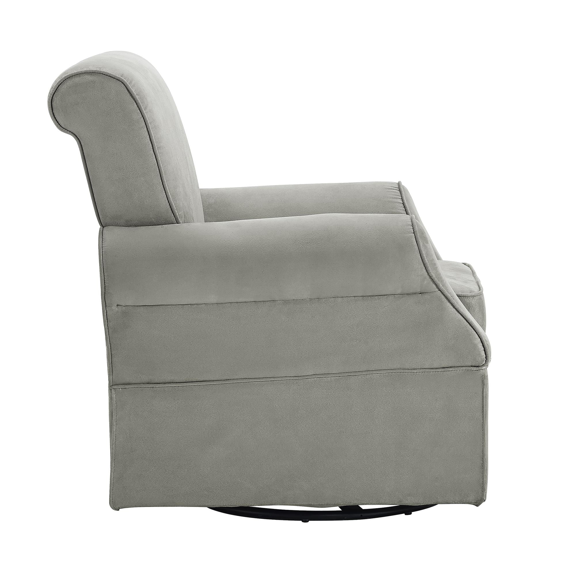 Baby Relax Kelcie Swivel Glider Chair & Ottoman Nursery Set, Gray Microfiber