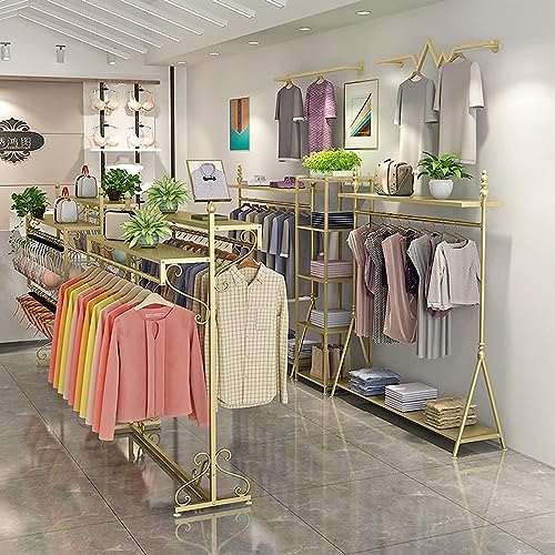 Heavy Duty Gold Clothing Rack For Boutique Use,Floor-standing Garment Racks,Sturdy Freestanding Coat Rack(47.2"/120cm)