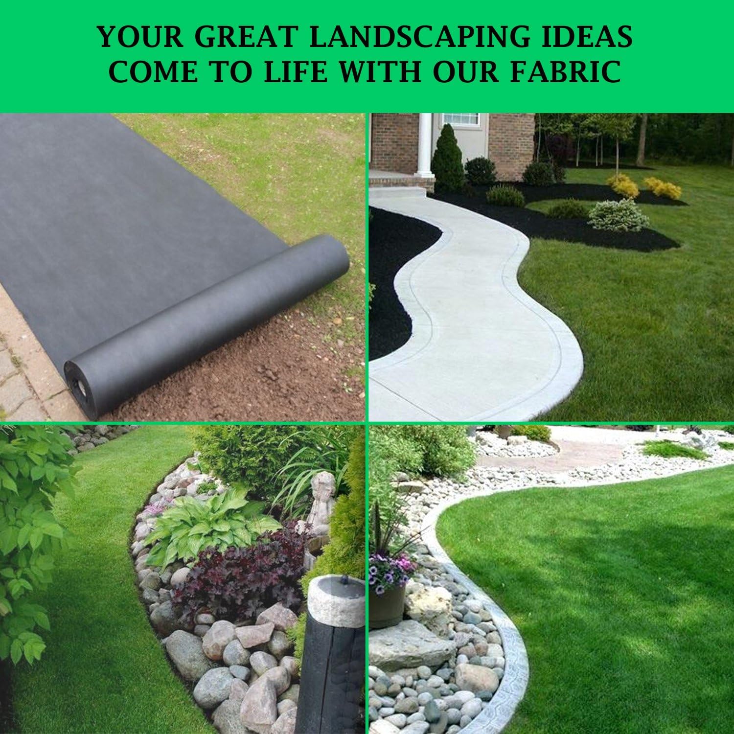 FLARMOR Landscape Fabric Heavy Duty - Weed Barrier Landscape Fabric - Weed Blocker - Garden Fabric Roll 1.8 oz - Commercial Weed Control Fabric 3 Ft X 300 Ft Pack of 2