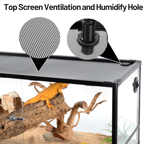 34 Gallon Reptile Tank, Glass Reptile Terrarium 24" x 18" x 18", Sliding Door, Top Ventilation, Cable Pass, Humidify Hole, Glass Reptile Cage Habitat for Bearded Dragon, Lizard, Snake, Gecko