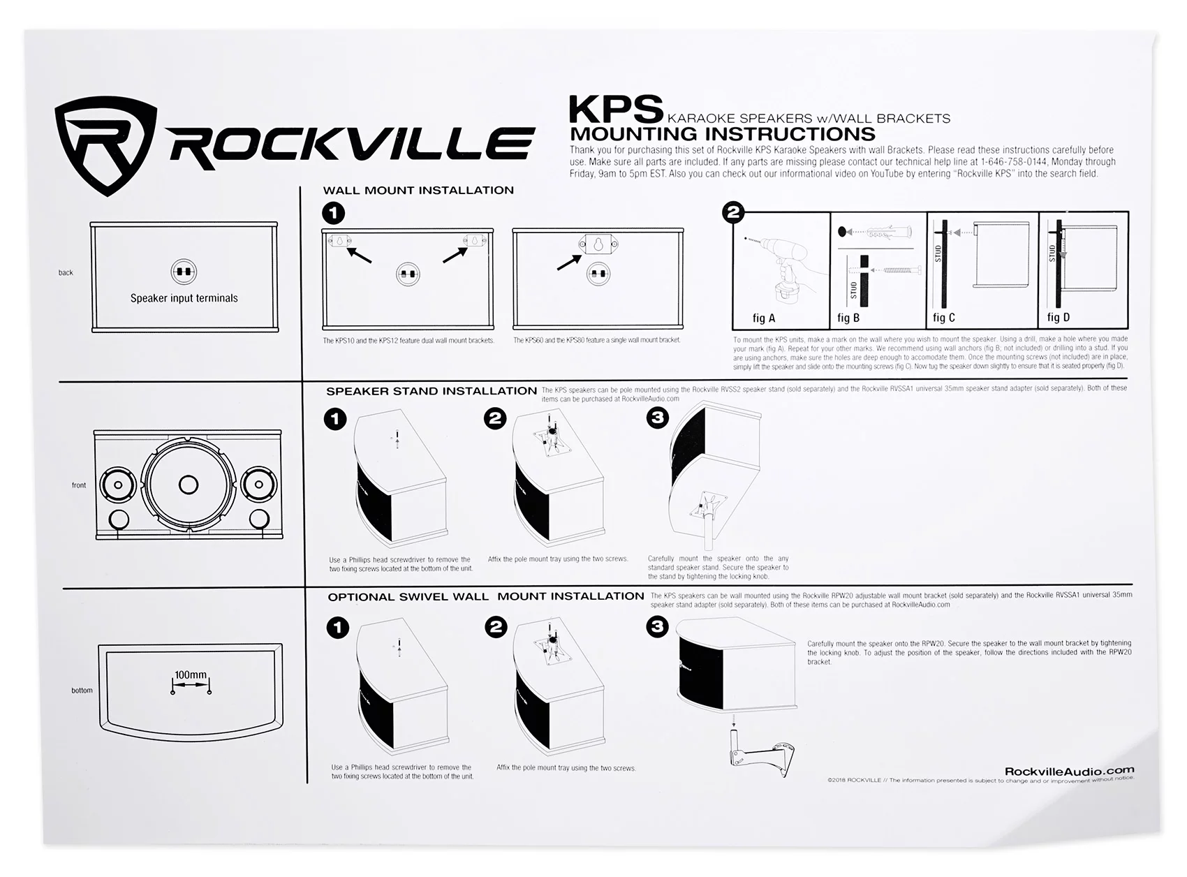 (2) Rockville KPS12 12" 3-Way 1600w Karaoke/Pro Speakers+Amplifier+Wireless Mics