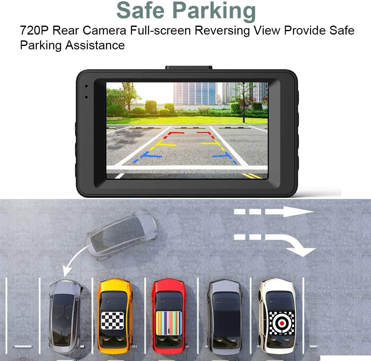 Dash Cam Front and Rear, Dash Camera for Cars 1080P Full HD Dual Dash Cam 3 IPS Screen in Car Camera Front and Rear Night Vision,170°Wide Angle Motion Detection Parking Monitor G-Sensor(with SD Card)