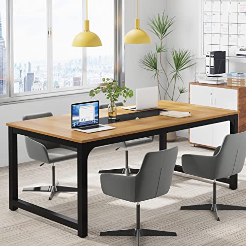 Tribesigns Modern Computer Desk, 63 x 31.5 inch Large Executive Office Desk Computer Table Study Writing Desk Workstation for Home Office, Spliced Desktop, White