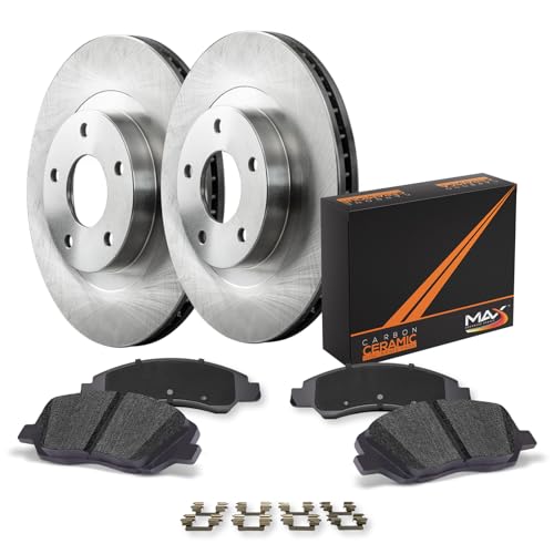 Max Advanced Brakes Rear Brake Kit For 2010 2011 2012 2013 2014 2015 2016 2017 Chevy Equinox GMC Terrain Replacement Geomet Coated OE Disc Brake Rotors and Ceramic Brake Pads