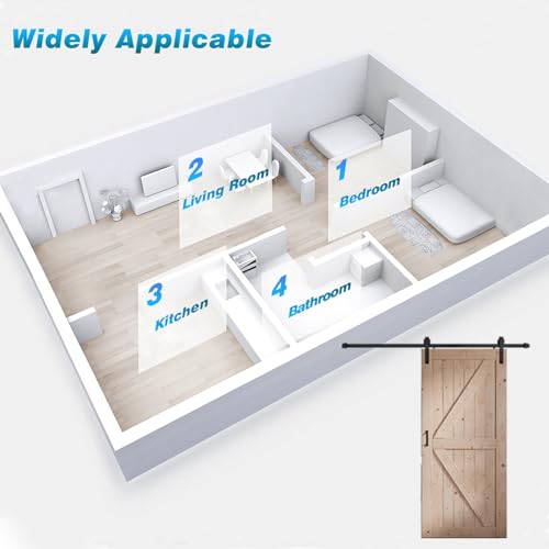 FREDBECK 48in x 80in Sliding Wood Barn Door with 8FT Barn Door Hardware Kit Included K Shape Solid Spruce Panel Sliding Door Double Surfaces Need to Assembly