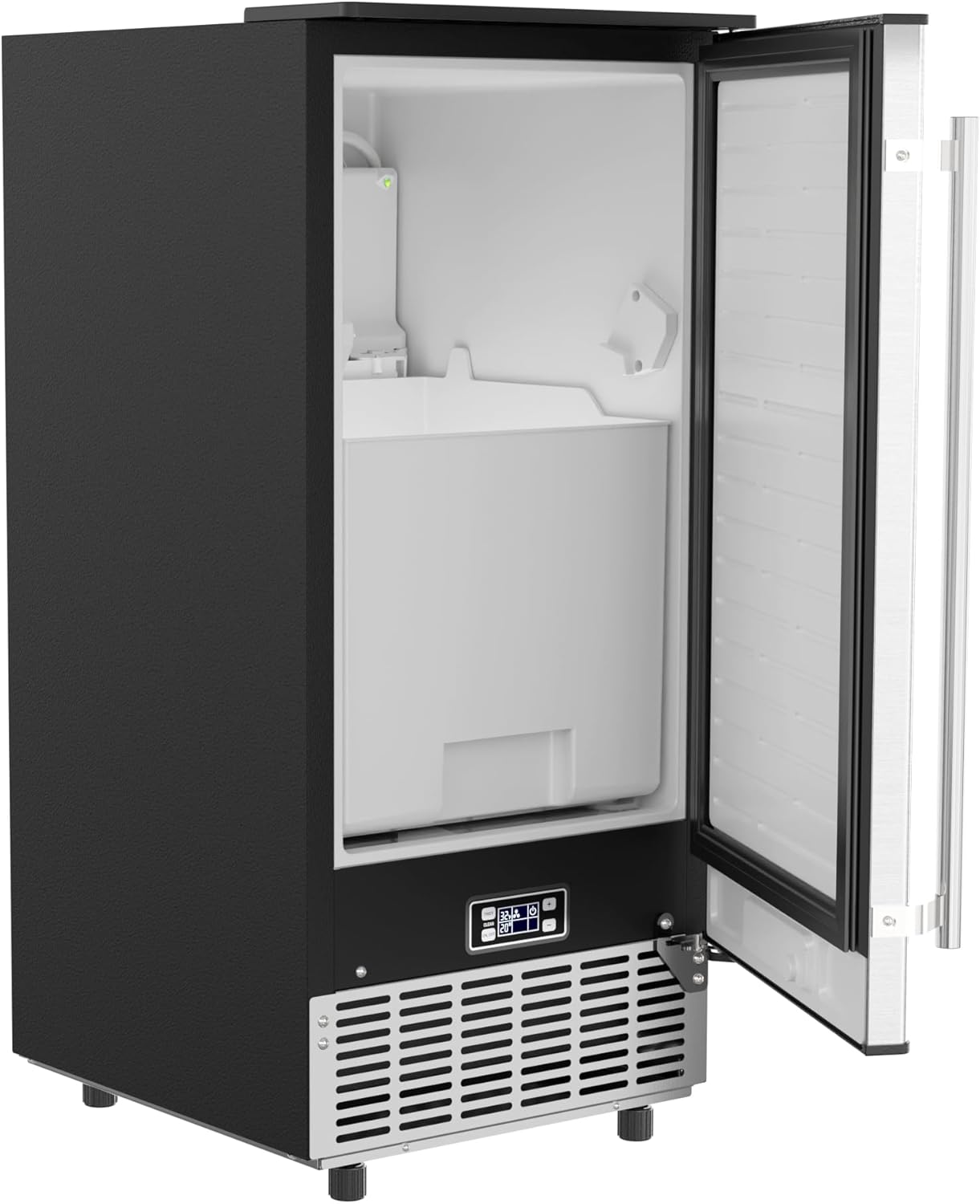 KoolMore Stainless-Steel Built-in Ice Maker Machine with Large 25 lb. Cube Storage Basket, Full Cube Production, Fast Ice Making Time, Free-Standing/Under-Counter - 75lbs of Ice per Day (BIM75-BS)