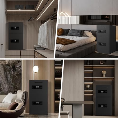Kavey 2.6 Cub Fireproof Drop Safe, Safe with Drop Slot, Drop Slot Safes with Front Load Drop Box and Digital Touch Screen Keypad, Heavy Duty Money Safe Box for Business Office Home