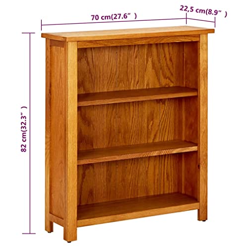 Multifunctional Bookcase Bedroom bookcase3-Tier Bookcase 27.6"x8.9"x32.3" Solid Oak WoodSuitable for Bedroom Living Room