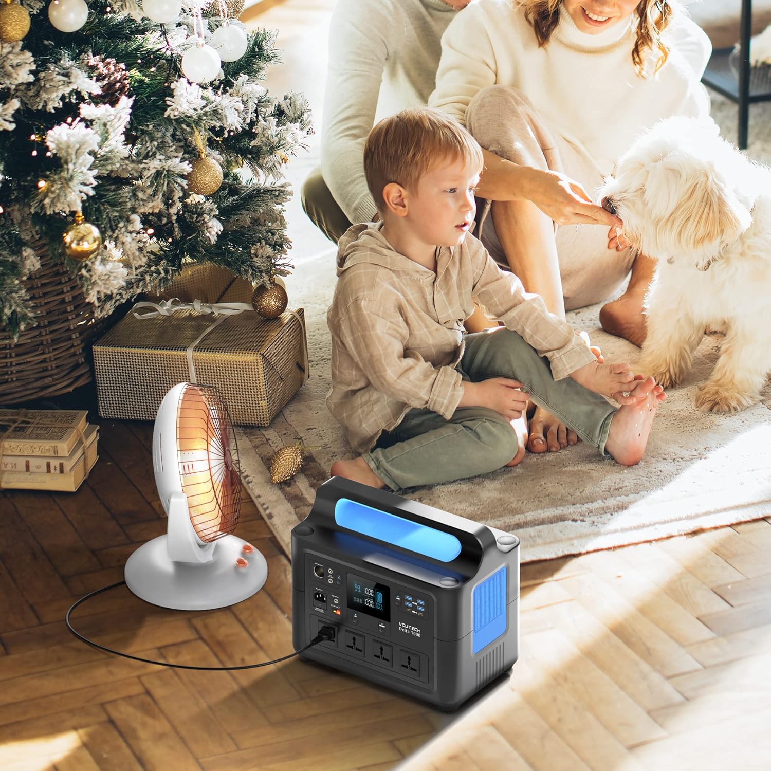 Portable Power Station 1000W, 1228WH Capacity LiFePO4 Battery, Support Up to 15 Device, Power Equipment, Solar Generator Charge 0-90% In 2 Hours, Backup Battery Power Supply Kit for Outdoors, Camping, Travel, Off-Grid, Emergency by VCUTECH
