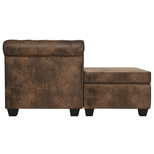 L-shaped Chesterfield Sofa,Comfy Sectional Sofa, Sectional Sofa Furniture for Living Room Lounge, Minimalist Style Comfy Sofa Couch for Bedroom,Office Artificial Leather Brown