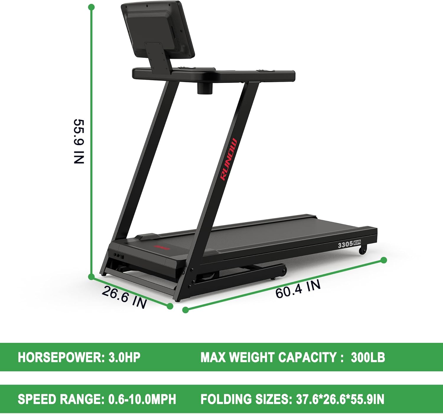 RUNOW Treadmills for Home with 0-12% Auto Incline, Folding Treadmill Perfect for Walking and Running, Built-in Speakers and Customized Programs Bring Superior Training Experience