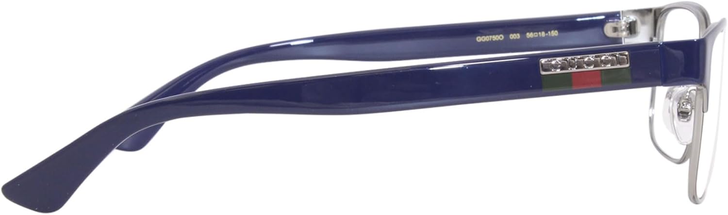 Gucci GG0750O 003 Eyeglasses Men's Blue Full Rim Rectangle Shape 56mm