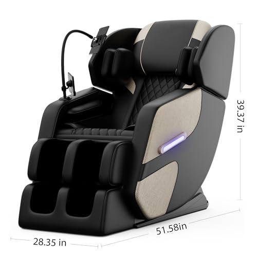 Massage Chair Full Body, Zero Gravity Massage Chair with Auto Modes, Airbag Massage, 6 Fix Point Rollers, Foot Massage, Heating, Touch Screen Controller, Gray Home Relaxation Recliner with Massage