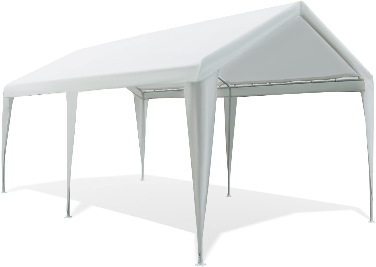 Gardesol Carport, 10' X 20' Heavy Duty Car Canopy with Powder-Coated Steel Frame, Easy to Assemble Portable Garage for Car, Boat, Party Tent with 180g PE Tarp for Wedding, Garden, 6 Legs, Beige