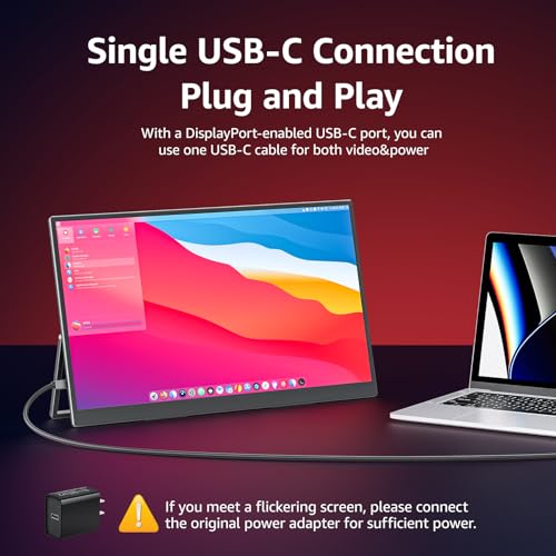 Portable Gaming Monitor 18.5 inch 1080P 100 Hz 120% sRGB USB-C HDMI Large Portable Monitor for Laptop MacBook Xbox PS4/5 Switch, Travel Monitor with Kickstand VESA Speakers