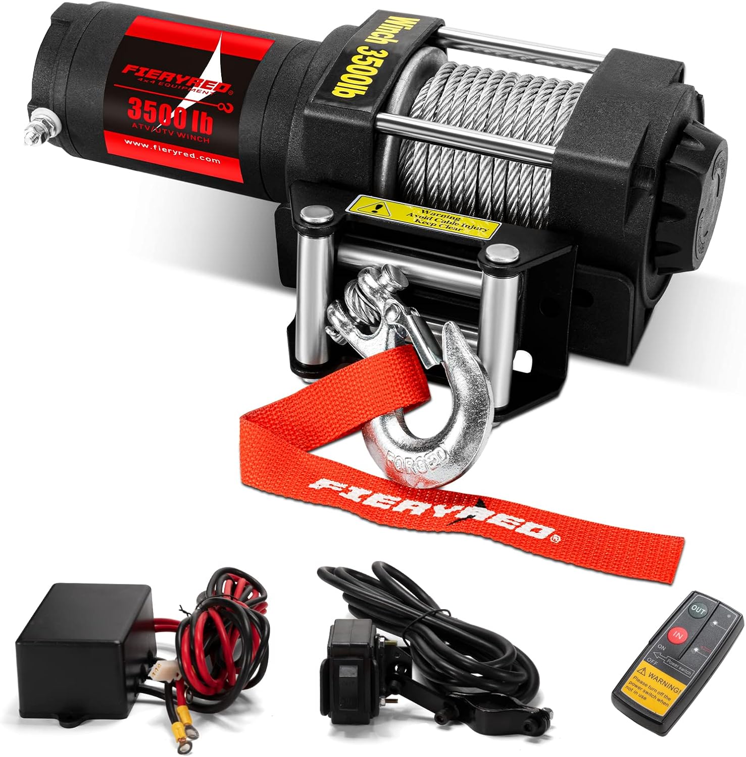 FIERYRED 12V 4500LBS Electric Steel Cable ATV Winch Kits for Towing ATV/UTV Off Road Trailer with Wireless Mounting Bracket